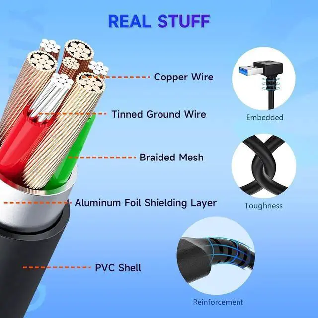 Alt view image 6 of 7 - JAENFONG USB3.0 Extension Cable Up Angle 11.8 inch USB Male to Female Data Cable 90 Degree USB Adapter with Gold Plated Contacts for U-SB Flash Drive Hard Drive(Up Angle 30cm 2pcs Black)