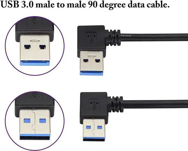 Alt view image 7 of 7 - JAENFONG 90 Degree USB 3.0 A Extension Cable Left & Right Angle USB 3.0 Type A Male to Male Charging and Data Transfer Cable for Hard Drive Printers Cameras Mouse Laptop Cooler(0.3M/1ft-Black)