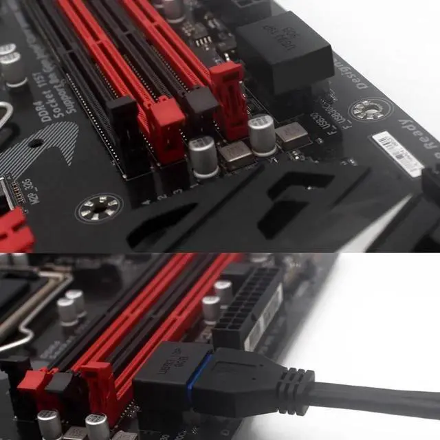 Alt view image 3 of 7 - JAENFONG chenyang 2 Pack USB 3.0 Front Panel Header 19/20Pin Male to Female 90 Degree Angled Mainboard Header Gender Changer Connector Adapter Overmold Type