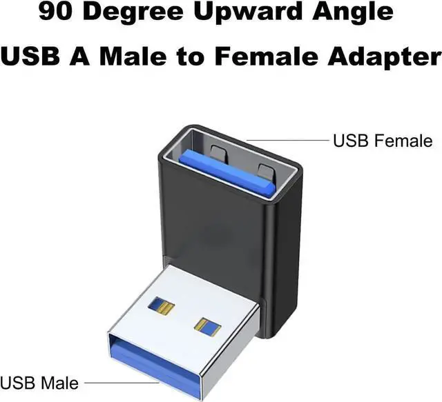 Alt view image 5 of 7 - JAENFONG 90 Degree USB 3.0 Adapter 2 Pack Upward Angle USB A Male to Female Converter Extender for PC Laptop USB A Charger Power Bank and More (Black)