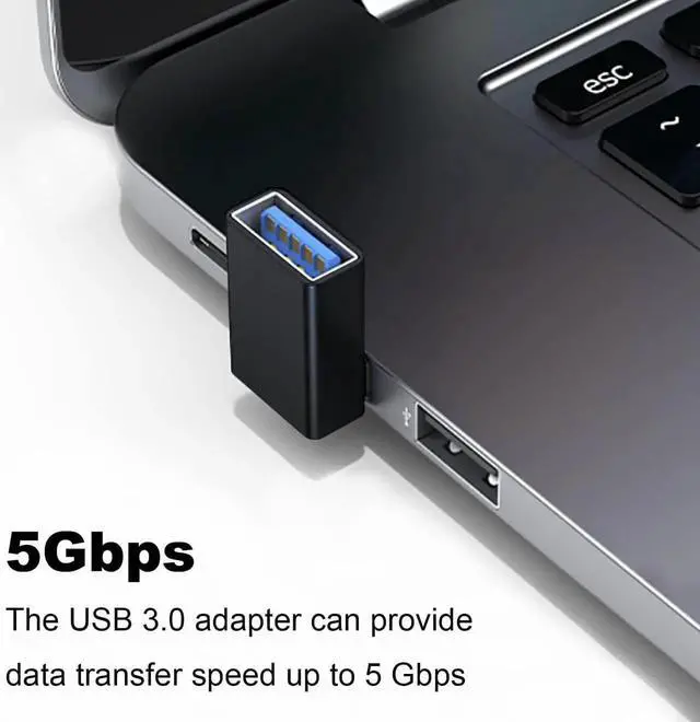 Alt view image 2 of 7 - JAENFONG 90 Degree USB 3.0 Adapter 2 Pack Upward Angle USB A Male to Female Converter Extender for PC Laptop USB A Charger Power Bank and More (Black)