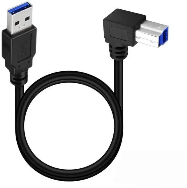 Main image of JAENFONG USB 3.0 Printer Cable - Type A to Type B 90 Degree 50cm/1.5Ft for Printer Monitor External Hard Drive