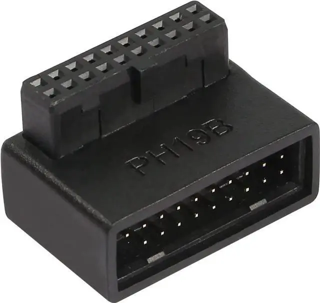 Main image of JAENFONG USB 3.0 19/20 Pin 90 Degree Adapter Male to Female L Turn Right Angle Socket for Desktop Motherboard Internal Connector Down Angled(PH19B)