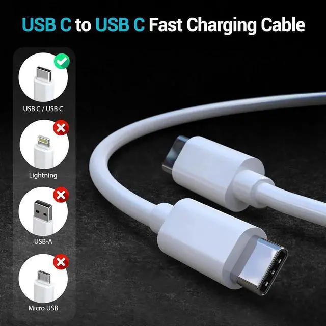 Alt view image 4 of 7 - 4-Pack [ 2x6ft + 2x10ft ] 60W USB-C to C Fast Charging Cable Type C to C Charger Cord for iPhone 16 16 Plus 16 Pro 16 Pro Max 15 15 Plus 15 Pro 15 Pro Max Pad Pro Galaxy S25 S24 S23 S22- White