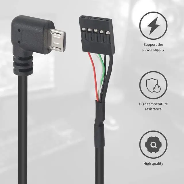 Alt view image 2 of 5 - JAENFONG USB Header to Micro USB Dupont Cable 90 Degree Right Angle Micro USB Male to 5 Pin Motherboard Female Adapter Dupont Extended Cable 50CM/1.64FT (2-Pack)