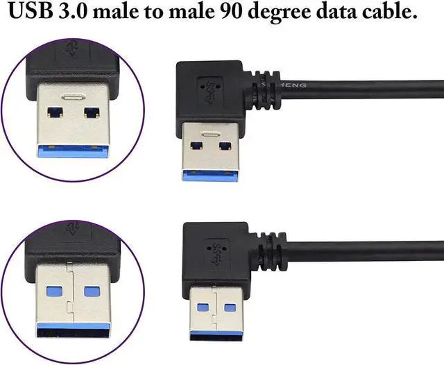 Alt view image 4 of 7 - JAENFONG Left & Right Angle USB 3.0 A Male Extender Cable90 Degree USB 3.0 A Male to A Male Data Transfer and Charging Connector Cable for USB Keyboard Mouse Flash Drive Hard Drive.(1M/3ft-Black)