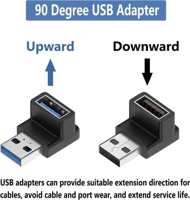 Alt view image 3 of 5 - JAENFONG 90 Degree USB 3.1 Adapter UpDown USB A Male to Female Adapter for PC Laptop USB A Charger and More USB Devices (UpDown)