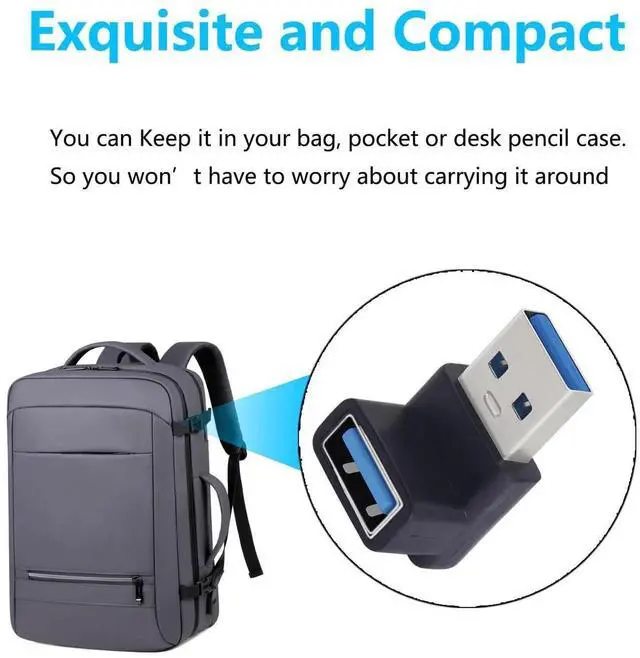 Alt view image 5 of 7 - JAENFONG LANMINGLEL 10Gbps USB 3.2 Adapter 90 Degree USB Female to Male Adapter OTG Data Transfer Adapter for Laptop Tablet Phone 3 Pack(Black USB A M/F)