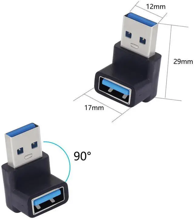 Alt view image 6 of 7 - JAENFONG LANMINGLEL 10Gbps USB 3.2 Adapter 90 Degree USB Female to Male Adapter OTG Data Transfer Adapter for Laptop Tablet Phone 3 Pack(Black USB A M/F)