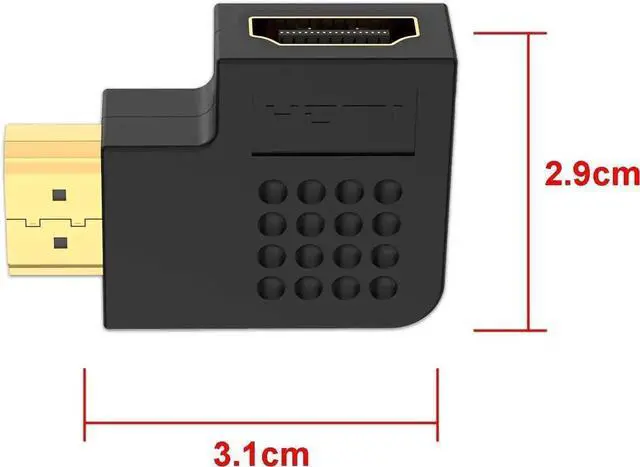 Alt view image 7 of 7 - JAENFONG HDMI 90 and 270 Degree Adapter 4-Pack HDMI Right Angle Male to Female Vertical Flat Adapter L Shape Extender 3D 4K HDR Supported