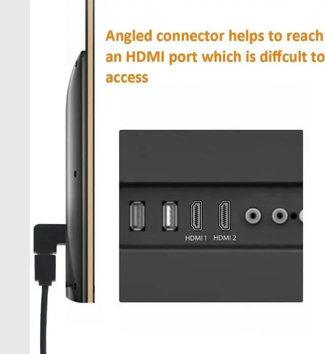 Alt view image 3 of 7 - JAENFONG HDMI 90 and 270 Degree Adapter 4-Pack HDMI Right Angle Male to Female Vertical Flat Adapter L Shape Extender 3D 4K HDR Supported