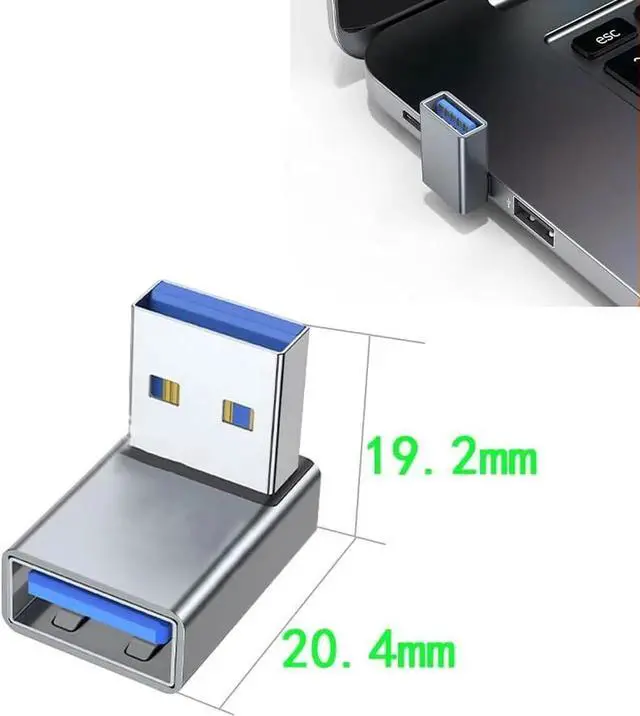 Alt view image 3 of 4 - JAENFONG 90 Degree USB A Adapter Upward Angle USB A Male to Female Converter Extender for PC Laptop USB 3.0 Charger Power Bank and More 2 Pack