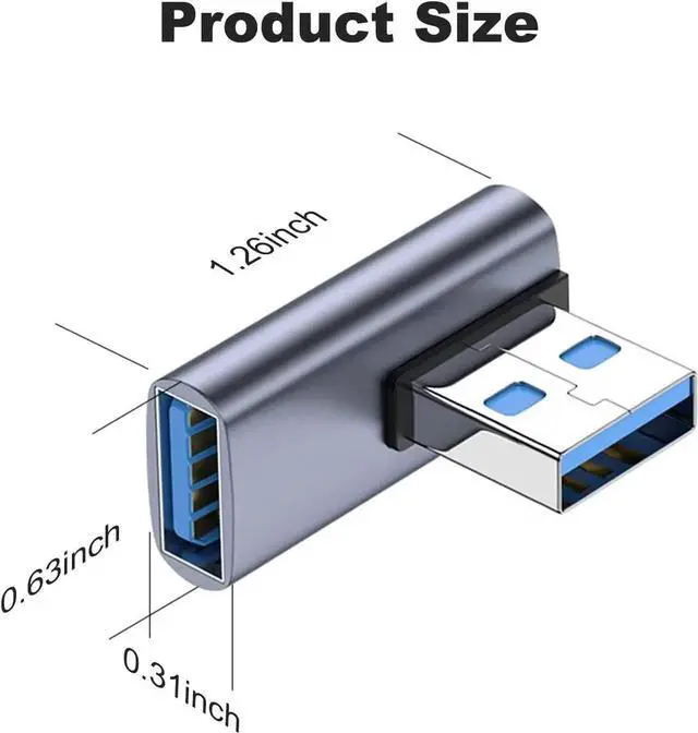 Alt view image 4 of 6 - JAENFONG 90 Degree USB 3.1 Adapter 2 Pack Left and Right Angle USB A Male to Female Converter Extender for PC Laptop USB A Charger Power Bank and More