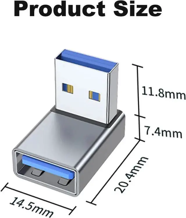 Alt view image 3 of 7 - JAENFONG 90 Degree USB 3.0 Adapter 2 Pack Upward Angle USB A Male to Female Converter Extender for PC Laptop USB A Charger Power Bank and More (Grey)