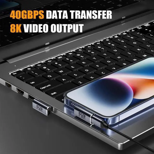 Alt view image 2 of 7 - JAENFONG 90 Degree USB C Adapter 2 Pack Right USB-C 240W Male to Female Adapter Extender for Steam Deck ROG Ally MacBook Tablet Phone and More