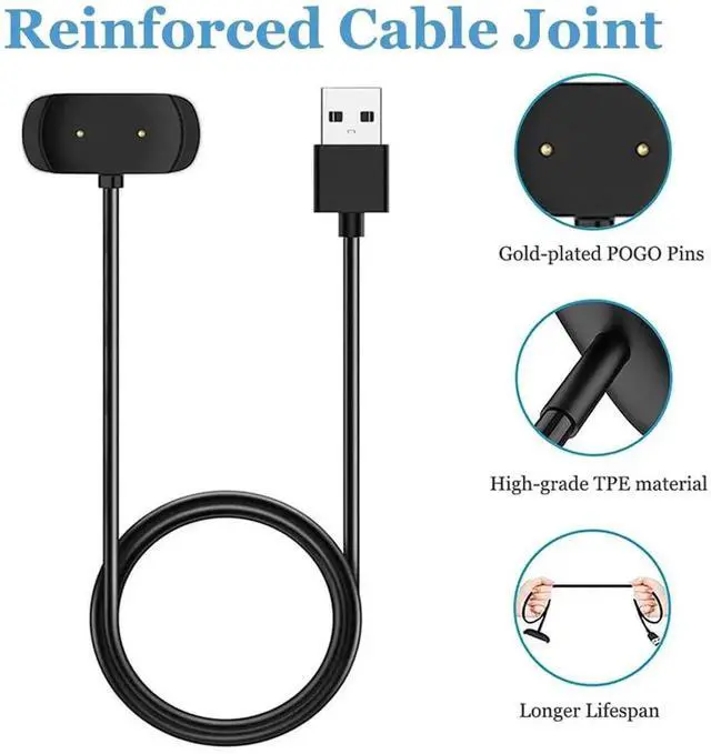 Alt view image 7 of 7 - for Amazfit GTR 2 Charger USB Charging Cable for T-Rex Pro GTR 2e GTS 2 GTS 2e GTS 2 / GTS 4 Mini Bip 5 Bip 3 Bip U Pro Zepp E/Z Smartwatch (2-Pack 3.3ft/100cm)