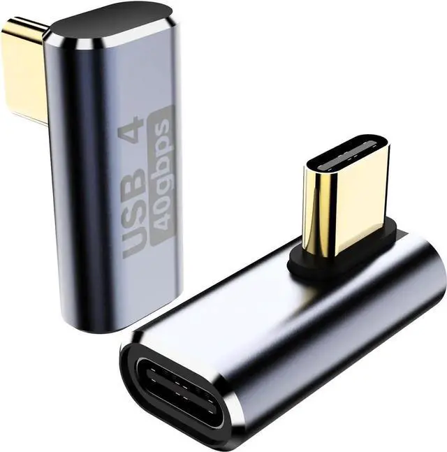 Main image of JAENFONG 90 Degree USB C Adapter Right Angle USB C 240W Male to Female Adapter Extender for Steam Deck ROG Ally MacBook Tablet Phone and More - 2Pack