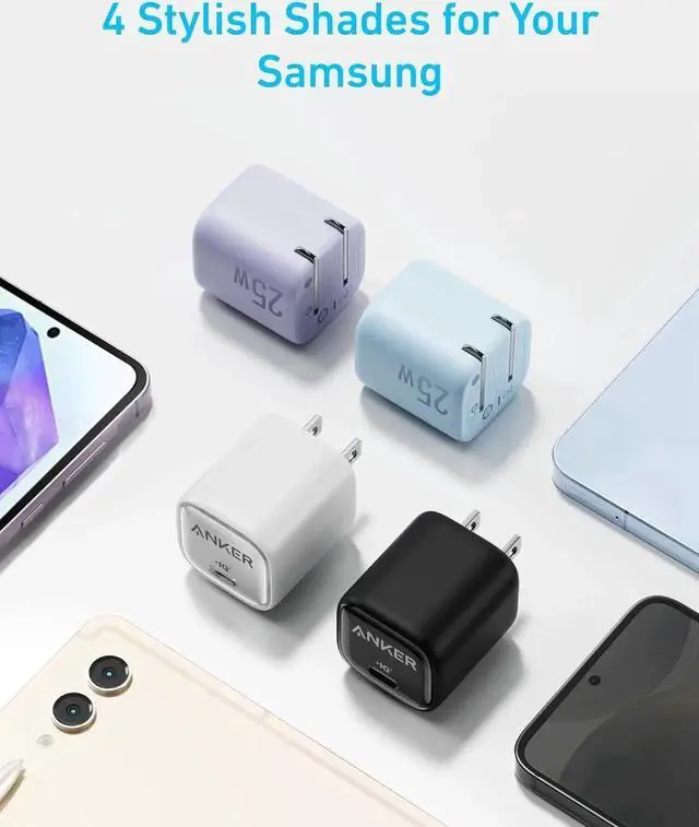 Alt view image 2 of 6 - 25W USB C Charger Block Compact and Foldable Supports PPS Fast Charging for Galaxy S24/Z Fold/Z Flip/Tab iPhone iPad (Black)