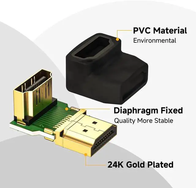 Alt view image 3 of 7 - JAENFONG HDMI 90 and 270 Degree Adapter 6-Pack Right Angle HDMI Adapter Male to Female L-Shape Connector with 4K@60Hz 3D for TV Stick HDTV PC