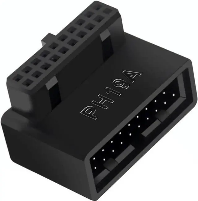 Alt view image 5 of 6 - JAENFONG USB 19Pin/20Pin 90 Degree Male to Female L Turn Right Angle Extension Adapter(Up Angled)