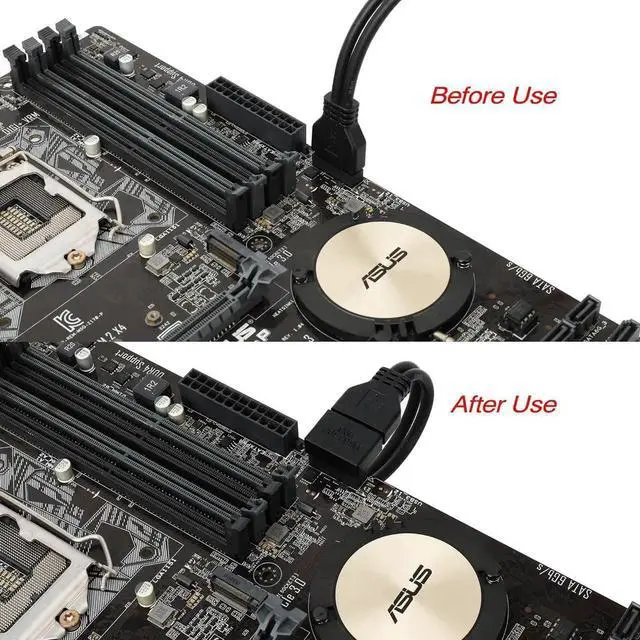 Alt view image 3 of 6 - JAENFONG USB 19Pin/20Pin 90 Degree Male to Female L Turn Right Angle Extension Adapter(Up Angled)