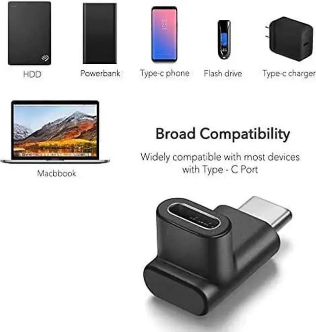 Alt view image 6 of 7 - JAENFONG Right Angle Type C USB 3.1 Adapter Extension 90 Degree Male to Female Right & Left Angled Extension (2 Pack)