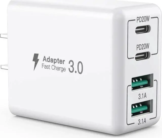 Main image of USB C Wall Charger 40W 4-Port USB C Charger Block Fast Charging Block Dual Port PD+QC Wall Plug Multiport Type C for iPhone 16/1514/13/12/11/Pro Max/XS/XR/8/7 iPad Phone Tablet