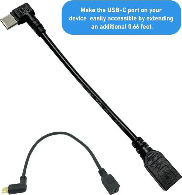 Alt view image 3 of 6 - JAENFONG Mini USB Female to USB Type C Male Cable 90 Degree USB-C Male to Mini USB Female Adapter Converter for Mini Dash Cam Hardwire Kit and More Mini USB Devices(Only for Charging)
