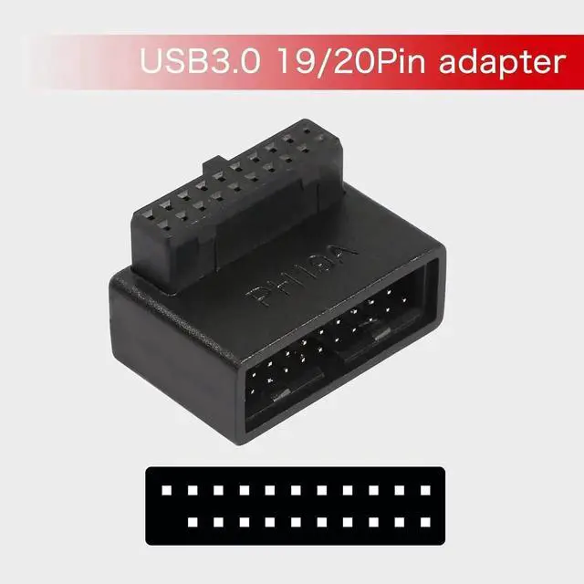 Alt view image 6 of 7 - JAENFONG USB 3.0 19/20 Pin 90 Degree Adapter Male to Female L Turn Right Angle Socket for Desktop Motherboard Internal Connector Up Angled(PH19A)