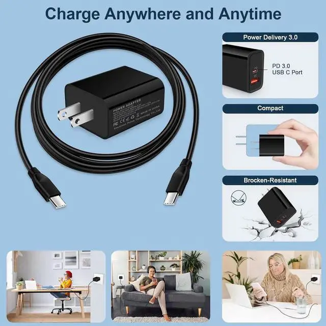 Alt view image 5 of 7 - Type C Charger Super Fast Charging Compatible for Moto G Power 2025 2024/G Stylus 2023/G 5G/G Pure/G Play 2024/G7/Edge 5G UW/One 5G Ace/One 5G UW/Edge Plus 2022 20W USBC Wall Charger+C Charging Cable
