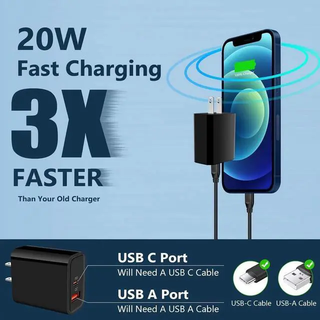 Alt view image 7 of 7 - Type C Charger Super Fast Charging Compatible for Moto G Power 2025 2024/G Stylus 2023/G 5G/G Pure/G Play 2024/G7/Edge 5G UW/One 5G Ace/One 5G UW/Edge Plus 2022 20W USBC Wall Charger+C Charging Cable