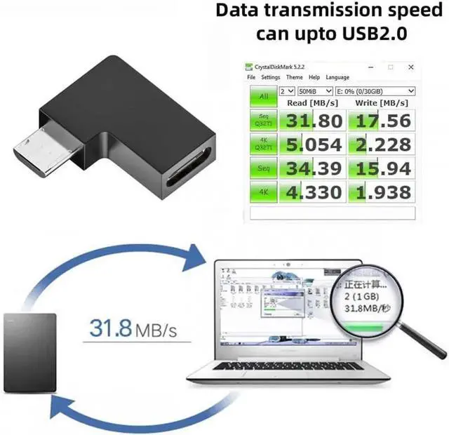 Alt view image 5 of 7 - JAENFONG Adapter 4pcs/lot USB-C USB2.0 Type C Female to Micro USB Male Power Data Adapter 90 Degree Left Angled Type