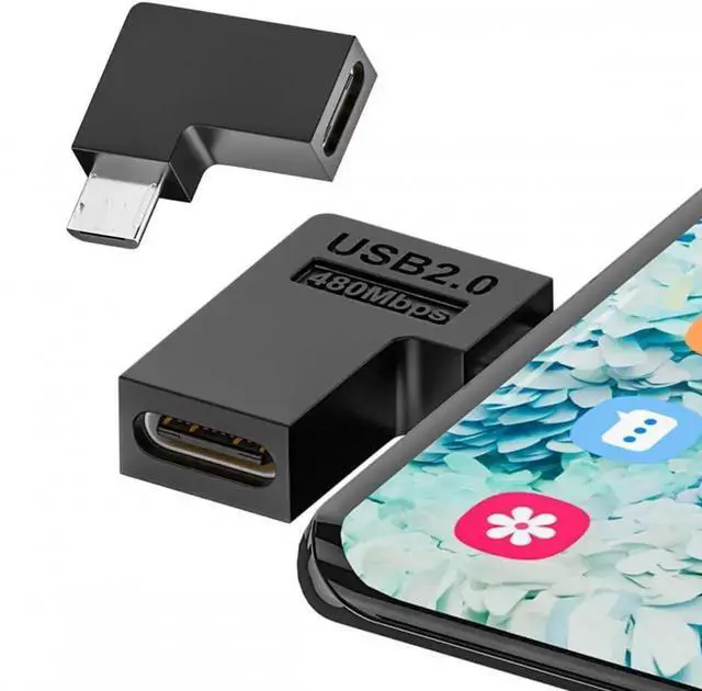 Alt view image 2 of 7 - JAENFONG Adapter 4pcs/lot USB-C USB2.0 Type C Female to Micro USB Male Power Data Adapter 90 Degree Left Angled Type