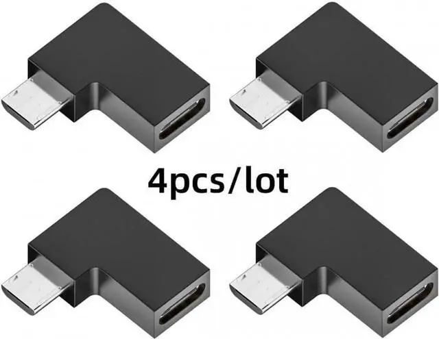Alt view image 3 of 7 - JAENFONG Adapter 4pcs/lot USB-C USB2.0 Type C Female to Micro USB Male Power Data Adapter 90 Degree Left Angled Type