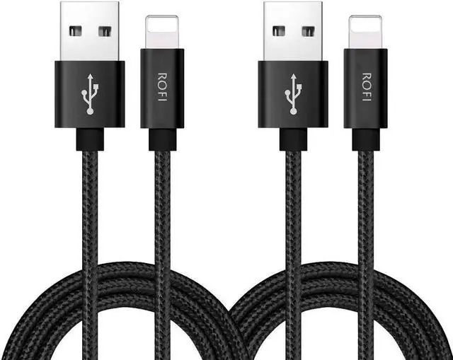 Main image of Compatible Phone Cable [2Pack] 4FT Nylon Braided Fast Charging USB Cord Replcement for Phone X 8 8 Plus 7 7 Plus 6s 6s Plus 6 6 Plus 5 5S 5C SE Pad Air Mini and More (2 Pack Black 4 FT)