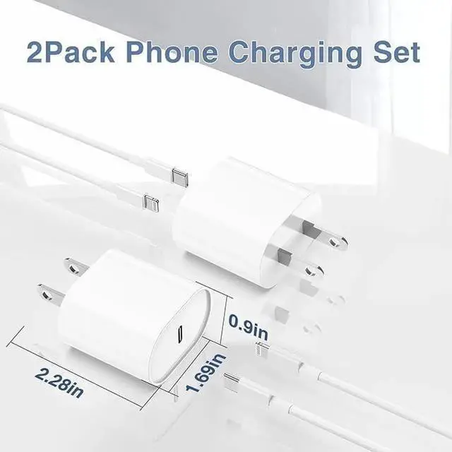 Alt view image 5 of 7 - Fast Charger for iPhone 14 13 12 Charge Fast Charging 2Pack 6FT+10FT USB C to L Cable with 20W USB C for i Phone Charger Block Compatible with iPhone 14 13 12 Pro/14 Plus/13 Pro Max - White