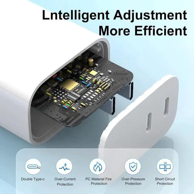 Alt view image 6 of 7 - USB C Charger Block 3-Pack Dual Port USB C Fast Charging BlockType C Wall Charger Plug for iPhone 16/15/14/13/12/11/ Pro Max/Plus/Xs Max/XR/X iPad Pro (20W)