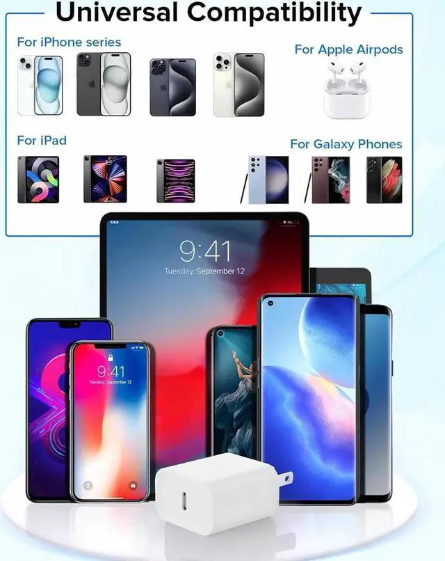 Alt view image 4 of 7 - iPhone 16 15 Charger Fast Charging Type C Chargers USB C Charger Block iPhone 16 Chargers with 2 Pack 6FT Cable for iPhone 16/16 Pro/16 Pro Max/15/15 Plus/15 Pro/15 Pro Max/iPad Pro/AirPods