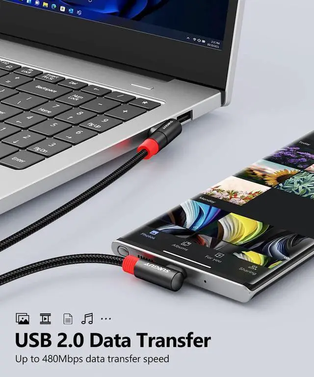 Alt view image 4 of 7 - JAENFONG 6 inch/0.15M Right Angle USB C to A Cable 2Pack 3A Short 90 Degree USB to USBC Fast Charging Data Transfer Cord Nylon Braided for iPhone 16 15 Pro/Pro Max/Plus Galaxy S24/S23 iPad