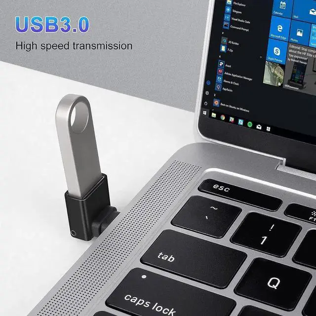 Alt view image 4 of 7 - JAENFONG USB C to USB Adapter(2 Pack) 90 Degree USB C Male to USB 3.0 Female Adapter OTG Converter Compatible with MacBook Pro 2019/2018 and More USB-C Device Black
