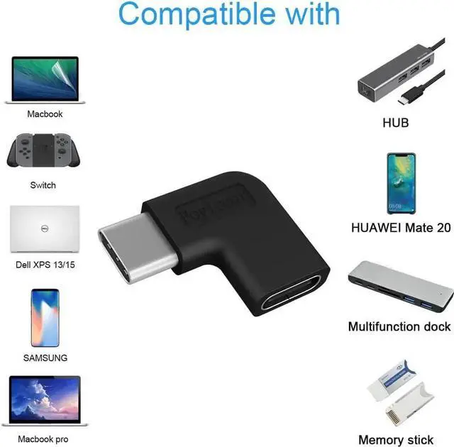 Alt view image 6 of 6 - JAENFONG (2-Pack) 90 Degree USB C Type C Male to Female Adapter Right & Left Angled 90 Degree USB-C USB 3.1 Type-C Male to Female Extension Adapter for Laptop & Tablet & Mobile Phone