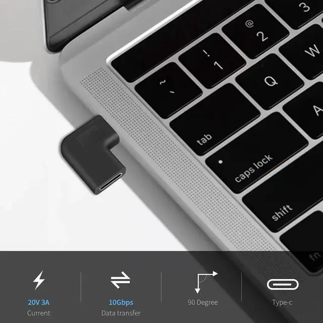 Alt view image 2 of 6 - JAENFONG (2-Pack) 90 Degree USB C Type C Male to Female Adapter Right & Left Angled 90 Degree USB-C USB 3.1 Type-C Male to Female Extension Adapter for Laptop & Tablet & Mobile Phone