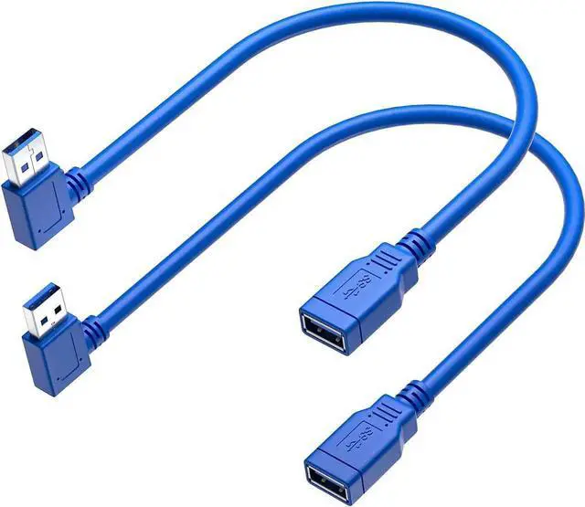 Main image of JAENFONG USB 3.0 Extension Cable 1FT 2 Pack 90 Degree Left & Right Angle USB Adapter Male to Female Short USB3 Cables Up & Down for Laptop TV USB Disk Mouse Hard Disk Camera