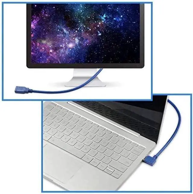 Alt view image 4 of 7 - JAENFONG USB 3.0 Extension Cable 1FT 2 Pack 90 Degree Left & Right Angle USB Adapter Male to Female Short USB3 Cables Up & Down for Laptop TV USB Disk Mouse Hard Disk Camera