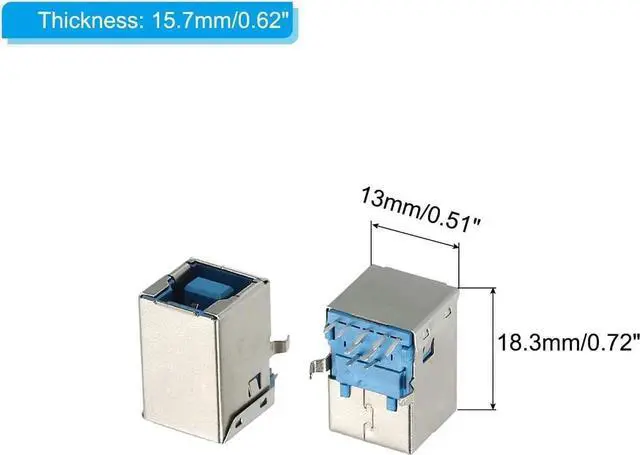 Alt view image 2 of 7 - JAENFONG USB Connector 3.0 Type B 9Pin Female 90 Degree Jack Solder USB Repair Replacement Adapter for Circuit Boards PCB Board Digital Devices Pack of 5