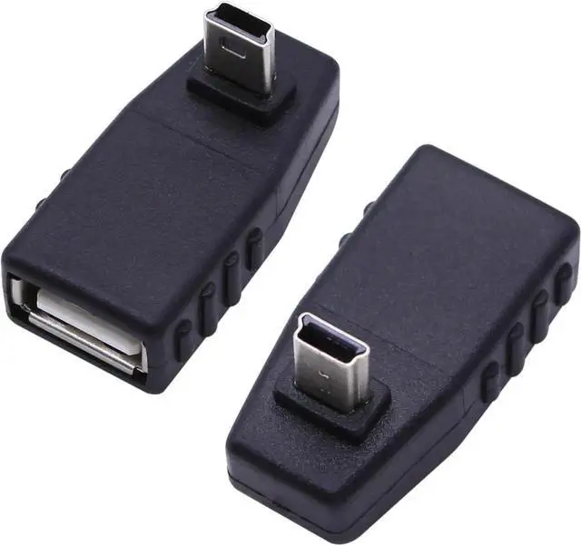 Main image of JAENFONG 90 Degree Mini USB to USB A OTG Adapter Up Angle Mini USB 5-Pin Type B Male to USB Type A Female Adapter Converter for Digital Cameras Black(2 Pack UP)