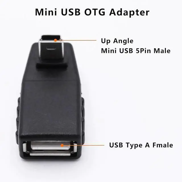 Alt view image 7 of 7 - JAENFONG 90 Degree Mini USB to USB A OTG Adapter Up Angle Mini USB 5-Pin Type B Male to USB Type A Female Adapter Converter for Digital Cameras Black(2 Pack UP)