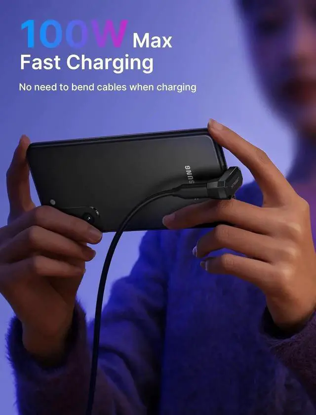 Alt view image 3 of 7 - JAENFONG 180° USB C Adapter 2 Pack 180 Degree Angle Type C Male to Type C Female (USB 4.0/PD 100W) and USB C Male to USB A Female Adapter for Steam Deck Switch 2 Laptop Tablet Phone - Black