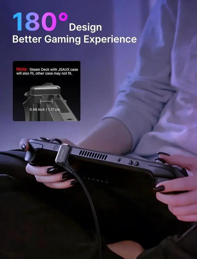 Alt view image 4 of 7 - JAENFONG 180° USB C Adapter 2 Pack 180 Degree Angle Type C Male to Type C Female (USB 4.0/PD 100W) and USB C Male to USB A Female Adapter for Steam Deck Switch 2 Laptop Tablet Phone - Black