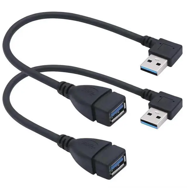 Main image of JAENFONG 90 Degree (Left and Right Angle) USB 3.0 Male to Female Extension Cable can Withstand Fast Data Transfer Compatible with PC Laptop Mobile Power Webcam Charger etc.-2 Pack 10IN/25CM